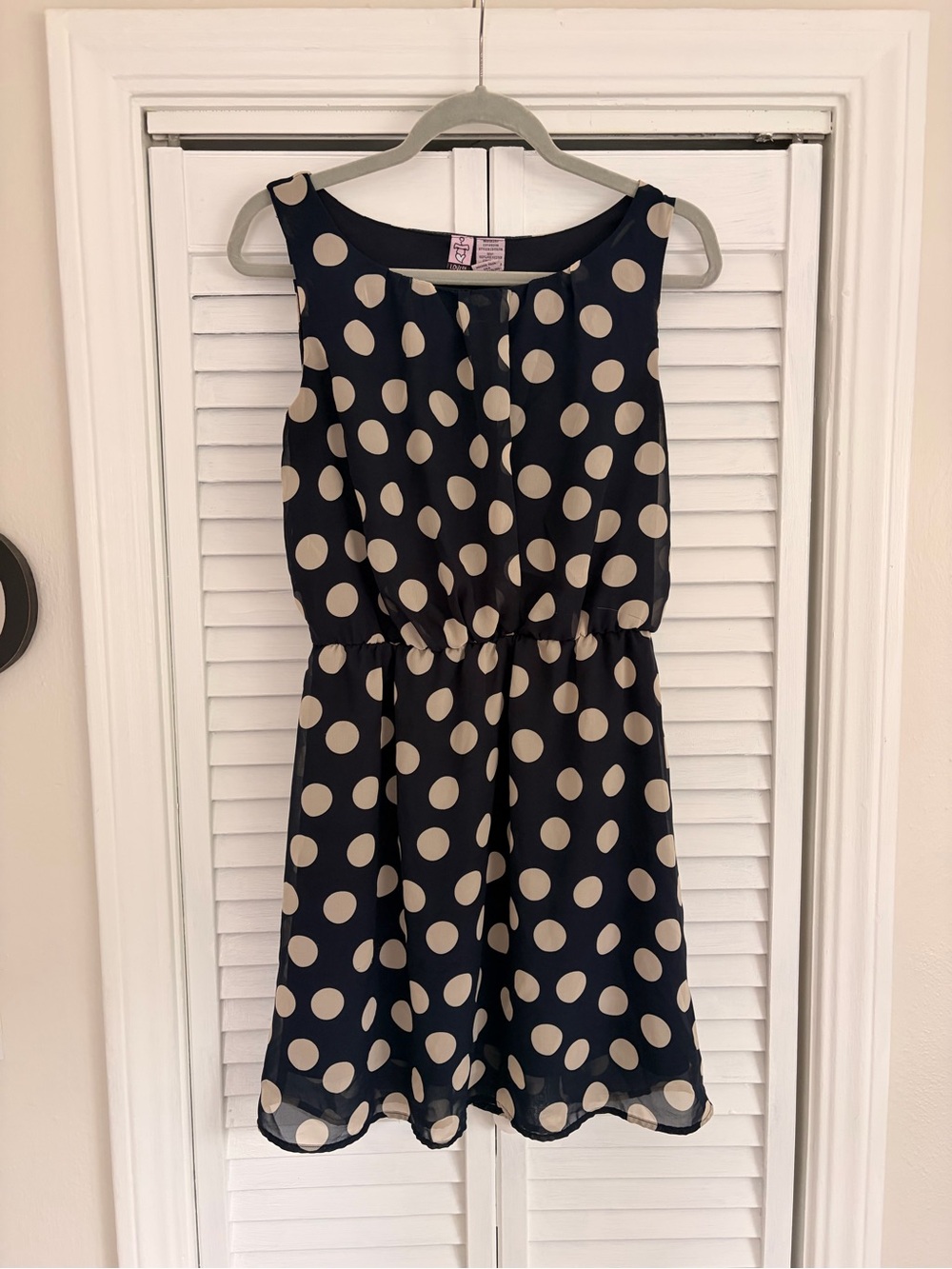 love on a hanger Navy Blue Polka Dot Sleeveless Dress